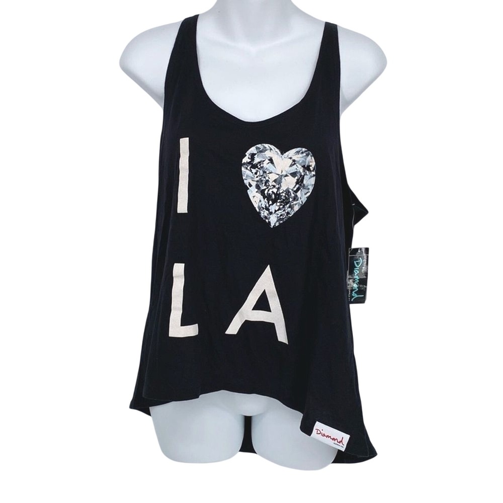 Diamond Supply Company I Love LA Red Diamond Heart Tank Top Size Large